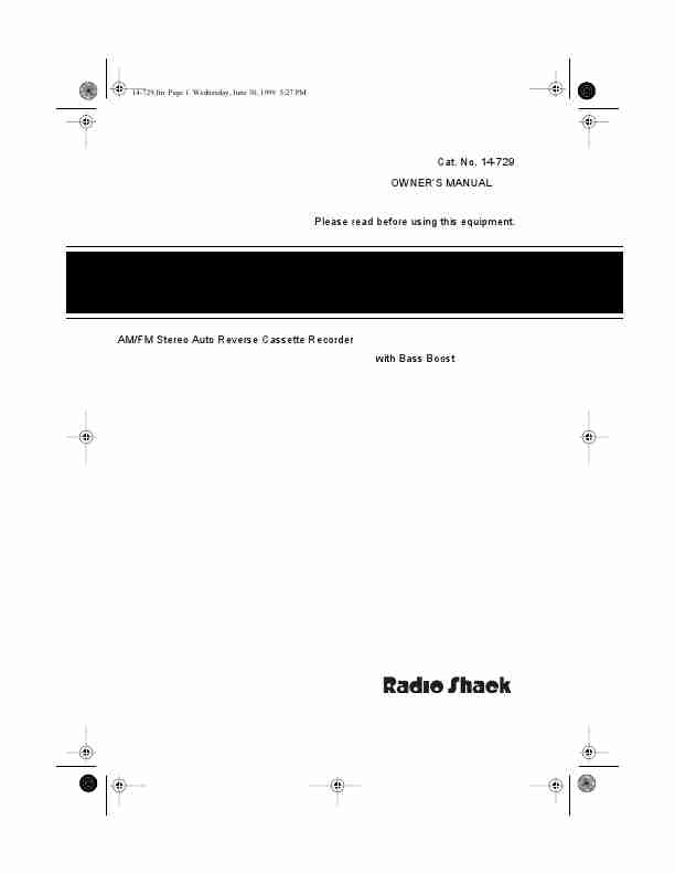 Radio Shack Cassette Player AMFM Stereo Auto Reverse Cassette Recorder-page_pdf